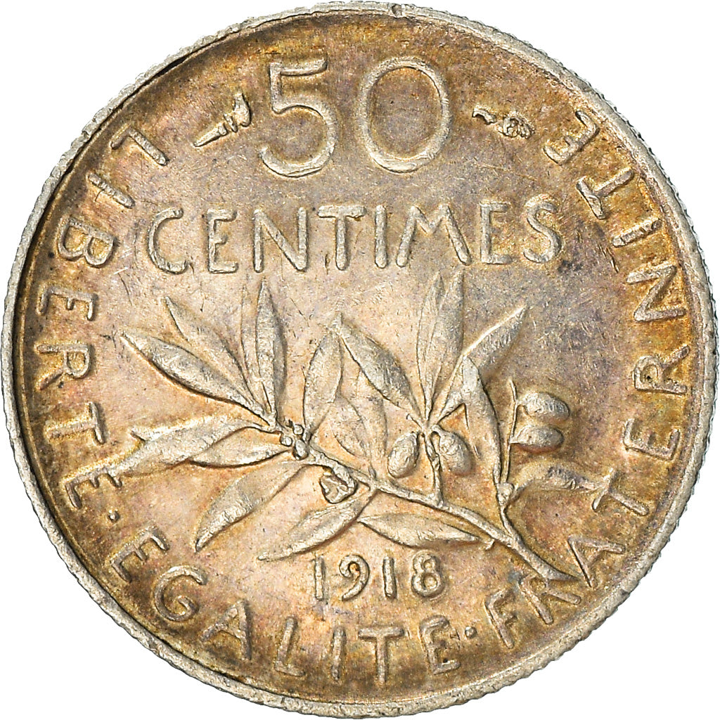 Coin, France, Semeuse, 50 Centimes, 1918, Paris, MS(60-62), Silver, KM:854