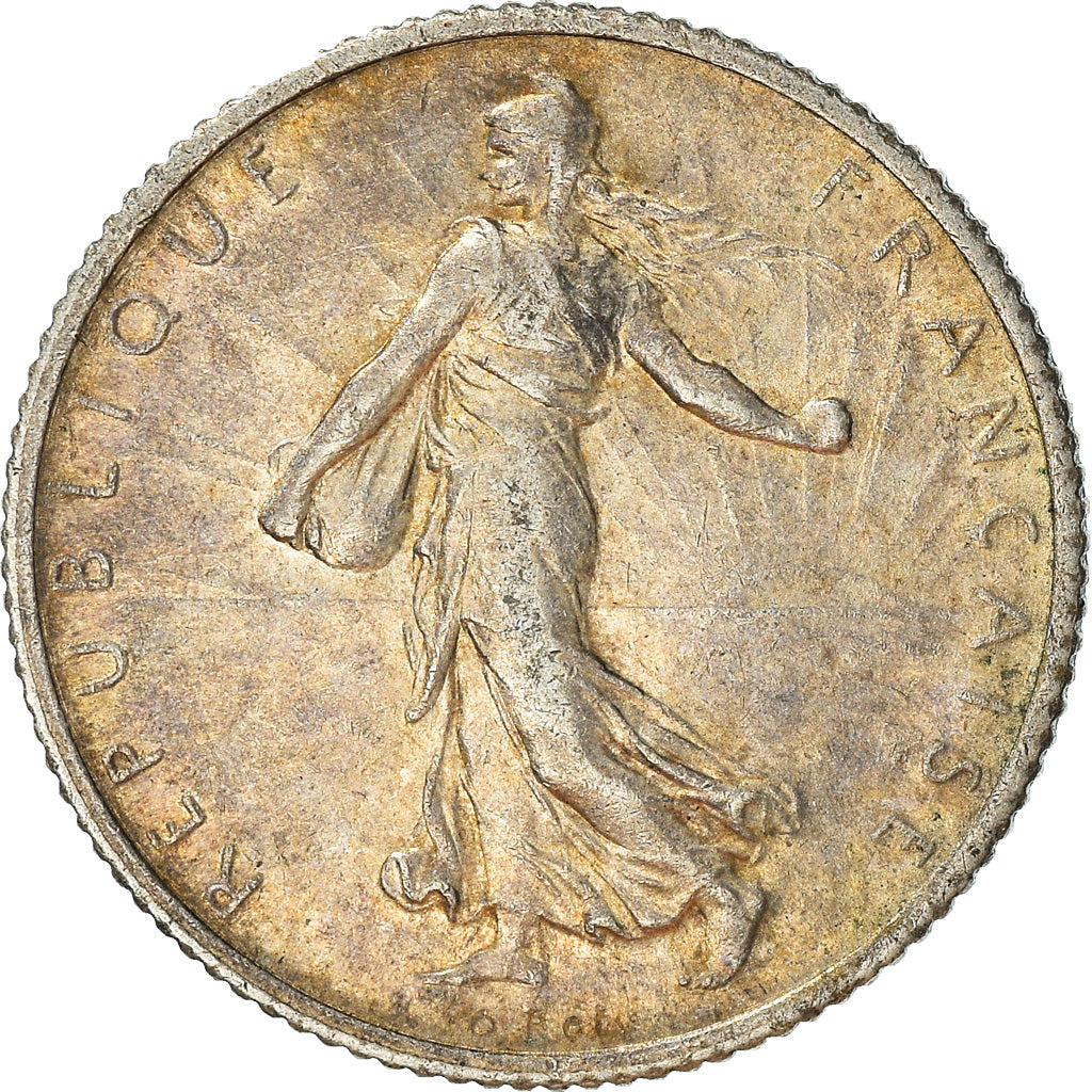 Moneta, Francja, Semeuse, Franc, 1915, Paris, AU(50-53), Srebro, KM:844.1