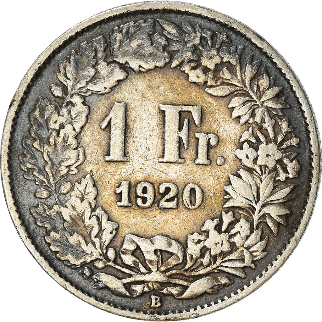 Moeda, Suíça, Franc, 1920, Bern, VF(30-35), Prata, KM:24