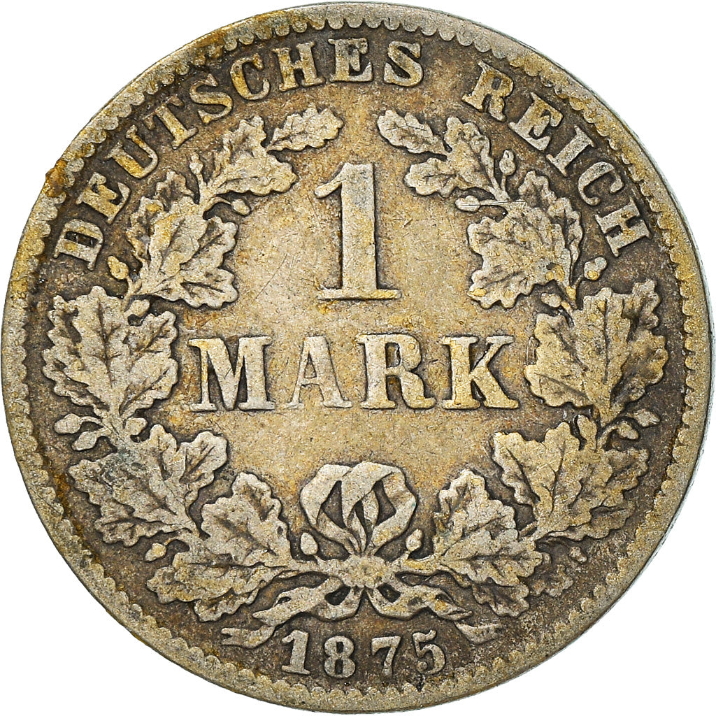 Münze, GERMANY - EMPIRE, Wilhelm I, Mark, 1875, Frankfurt, S+, Silber, KM:7