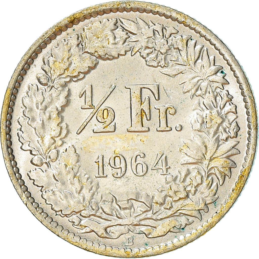 Coin, Switzerland, 1/2 Franc, 1964, Bern, MS(60-62), Silver, KM:23