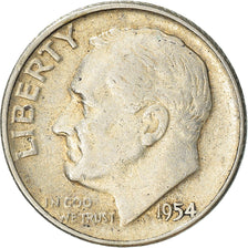 Coin, United States, Roosevelt Dime, Dime, 1954, U.S. Mint, Philadelphia