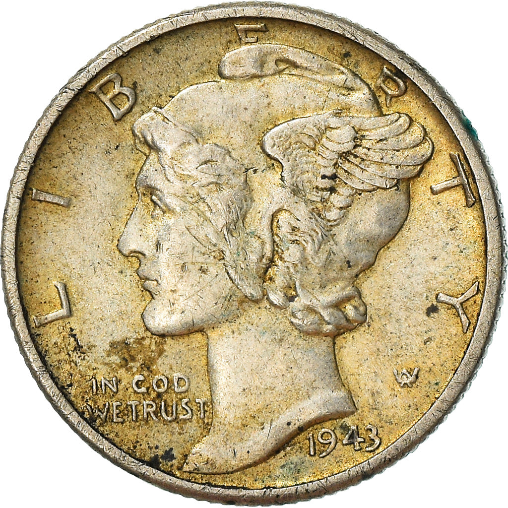 Moneta, Stati Uniti, Mercury Dime, Dime, 1943, U.S. Mint, Philadelphia, BB