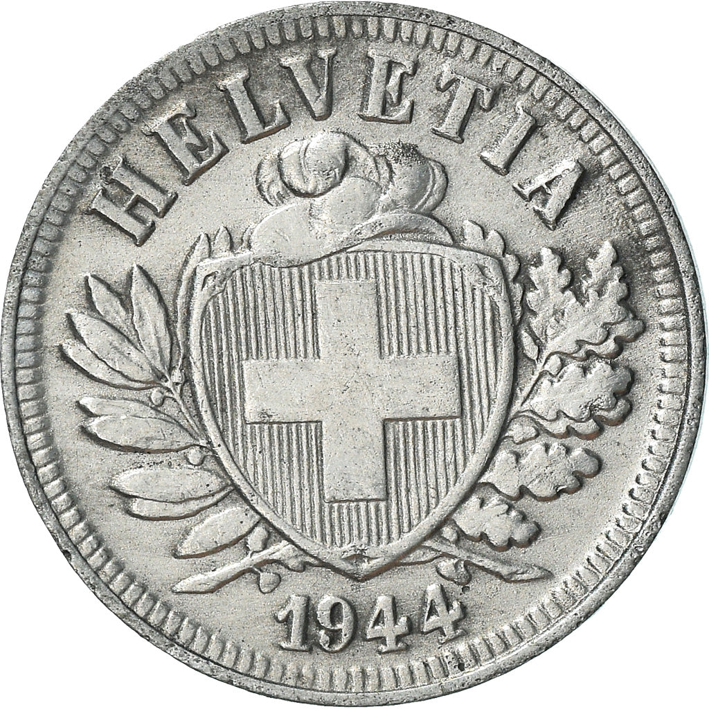 Coin, Switzerland, 2 Rappen, 1944, Bern, AU(50-53), Zinc, KM:4.2b