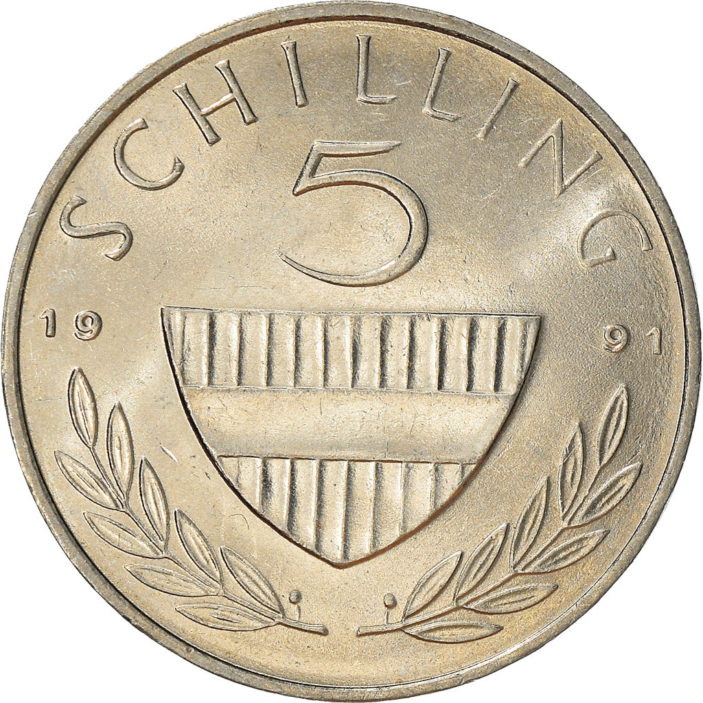 Coin, Austria, 5 Schilling, 1991, MS(60-62), Copper-nickel, KM:2889a