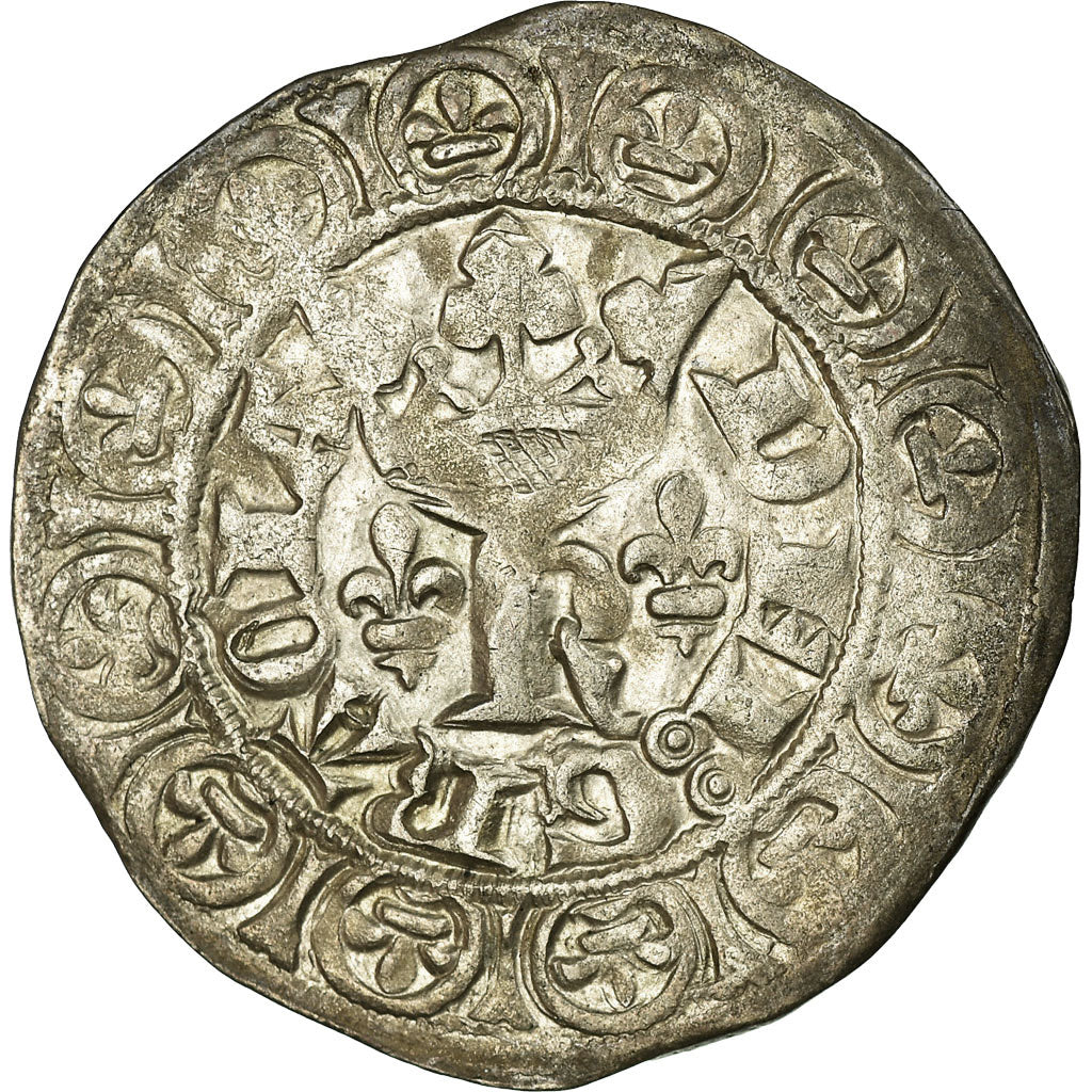 France, Charles V, Blanc au K, 1365-1380, Uncertain mint, Billon, AU(50-53)