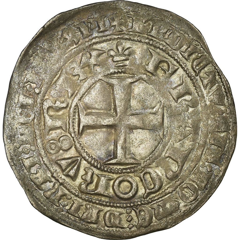 France, Charles V, Blanc au K, 1365-1380, Uncertain mint, Billon, AU(50-53)
