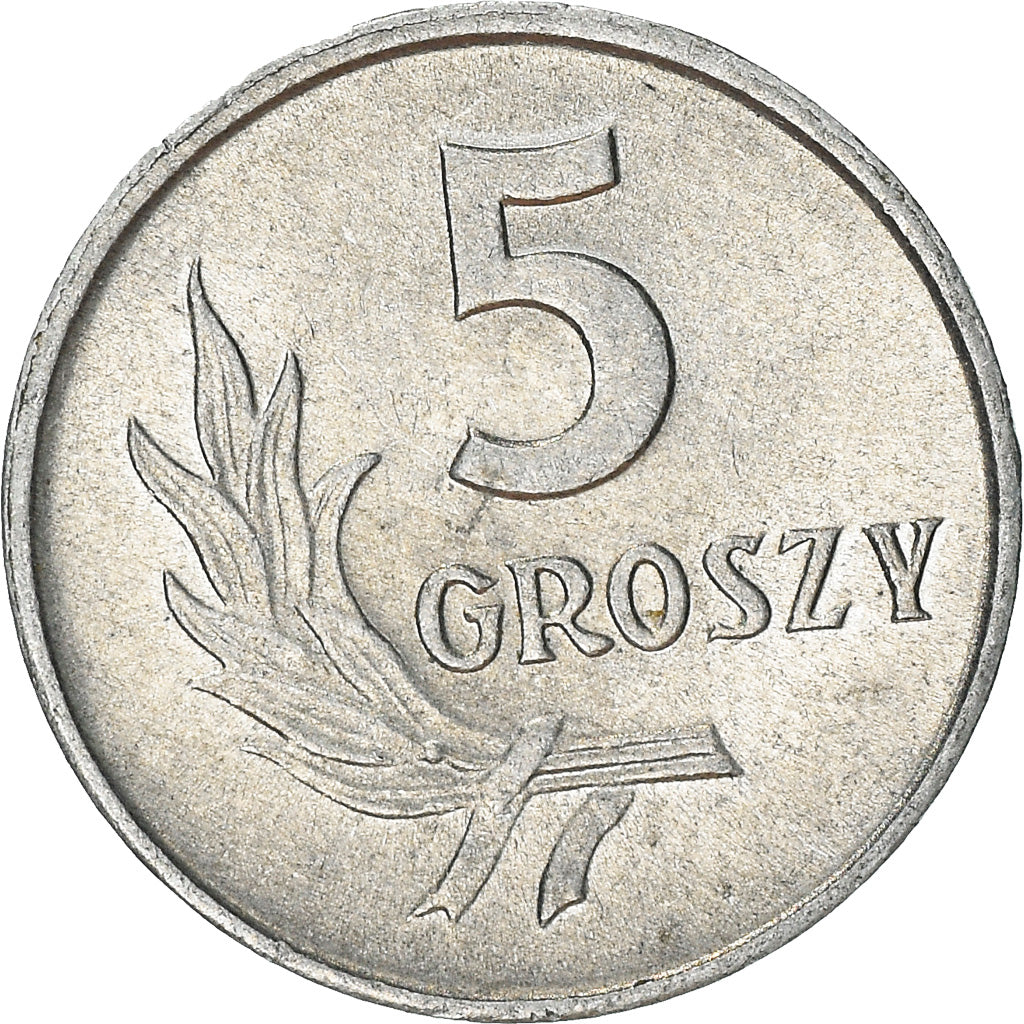 Coin, Poland, 5 Groszy, 1962, Warsaw, MS(60-62), Aluminum, KM:A46