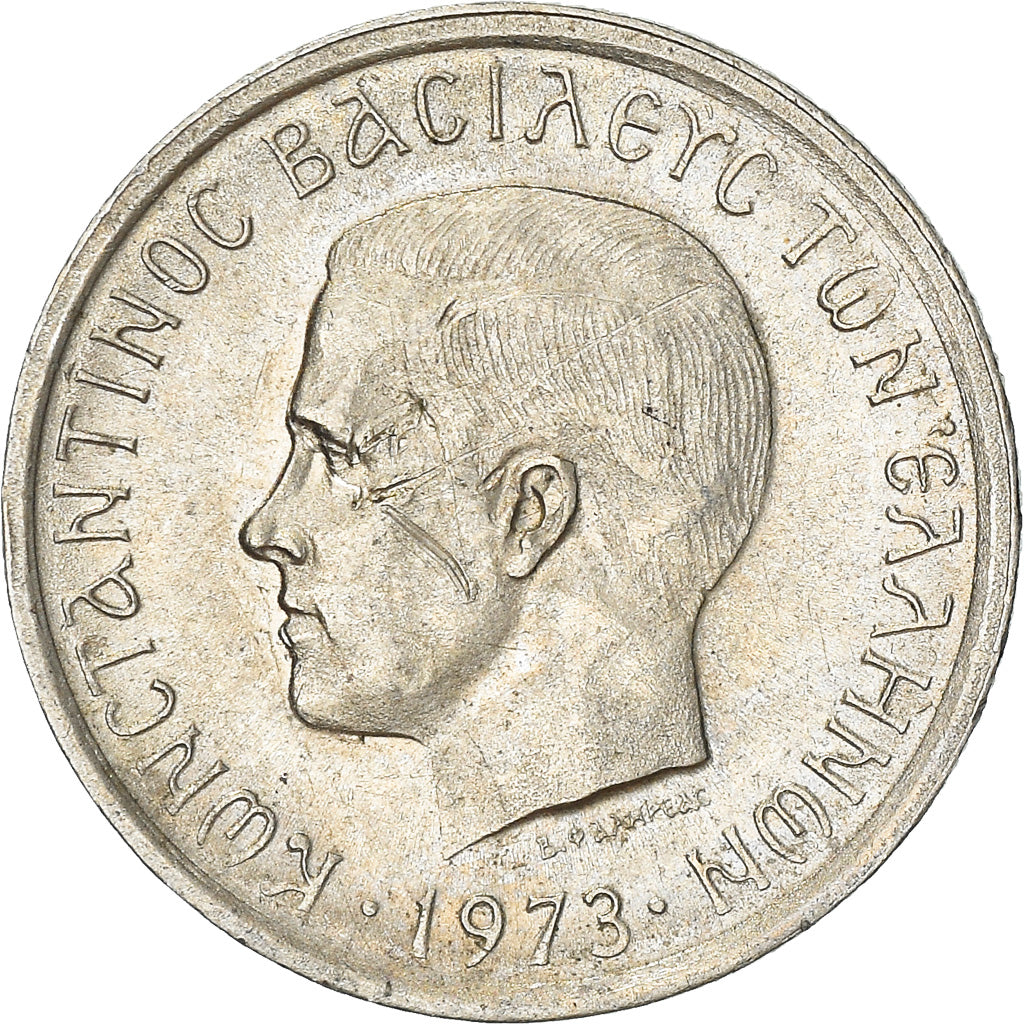 Coin, Greece, Constantine II, 50 Lepta, 1973, VF(20-25), Copper-nickel, KM:97.1