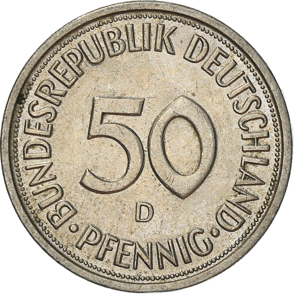 Coin, GERMANY - FEDERAL REPUBLIC, 50 Pfennig, 1982, Munich, AU(50-53)
