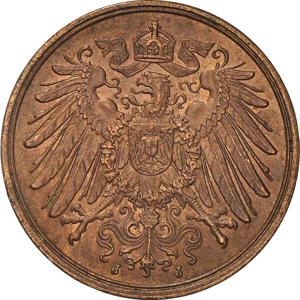 Monnaie, GERMANY - EMPIRE, Wilhelm II, 2 Pfennig, 1913, Hambourg, TTB+, Cuivre