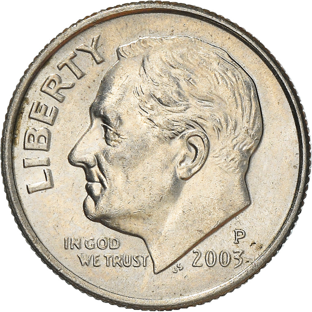 Coin, United States, Roosevelt Dime, Dime, 2003, U.S. Mint, Philadelphia