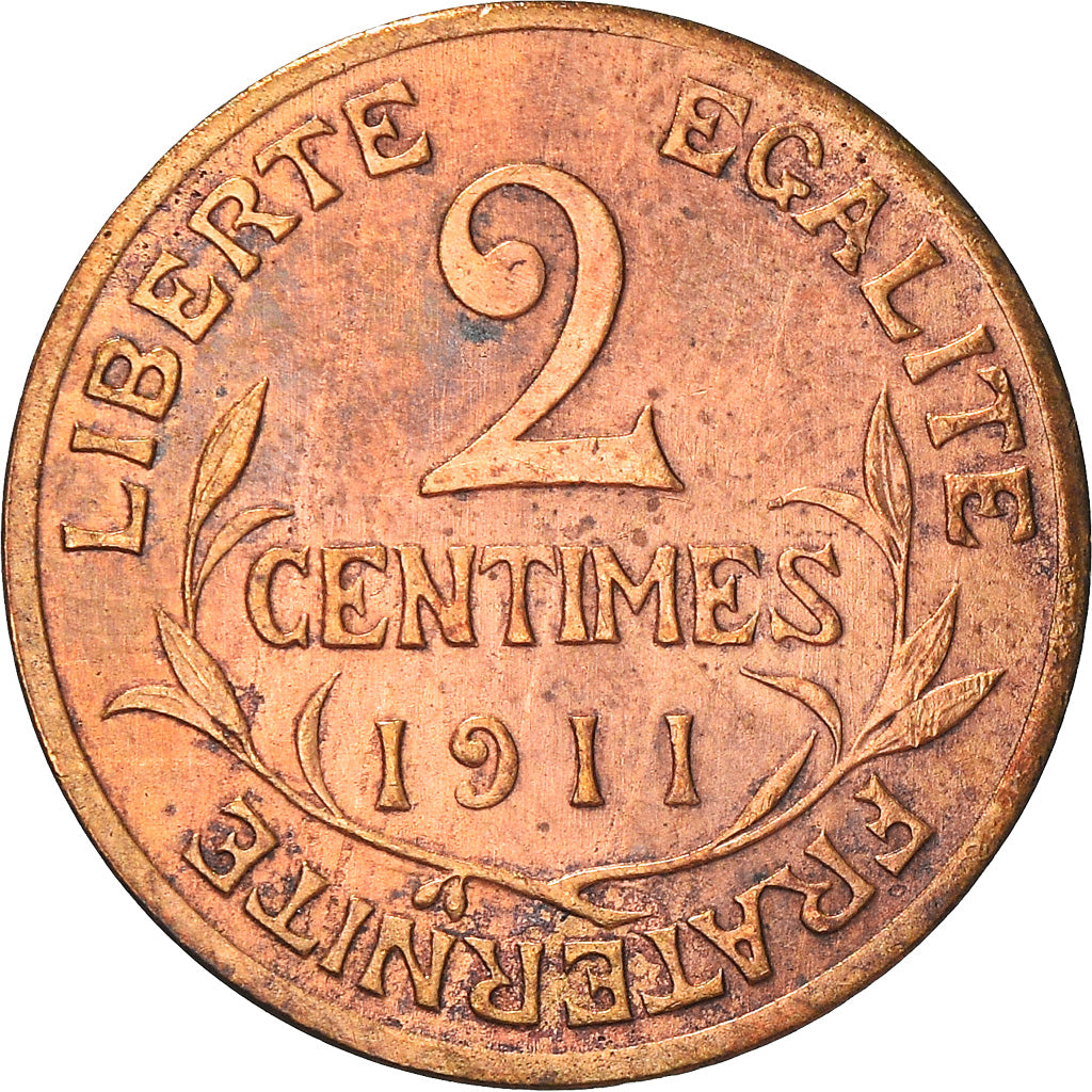 Moneda, Francia, Dupuis, 2 Centimes, 1911, Paris, BC+, Bronce, KM:841