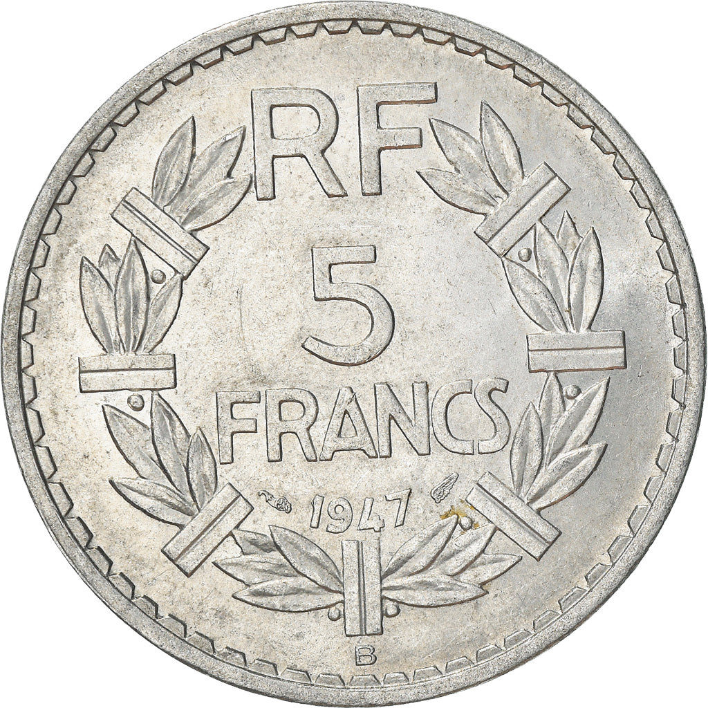 Moeda, França, Lavrillier, 5 Francs, 1947, Beaumont - Le Roger, EF(40-45)