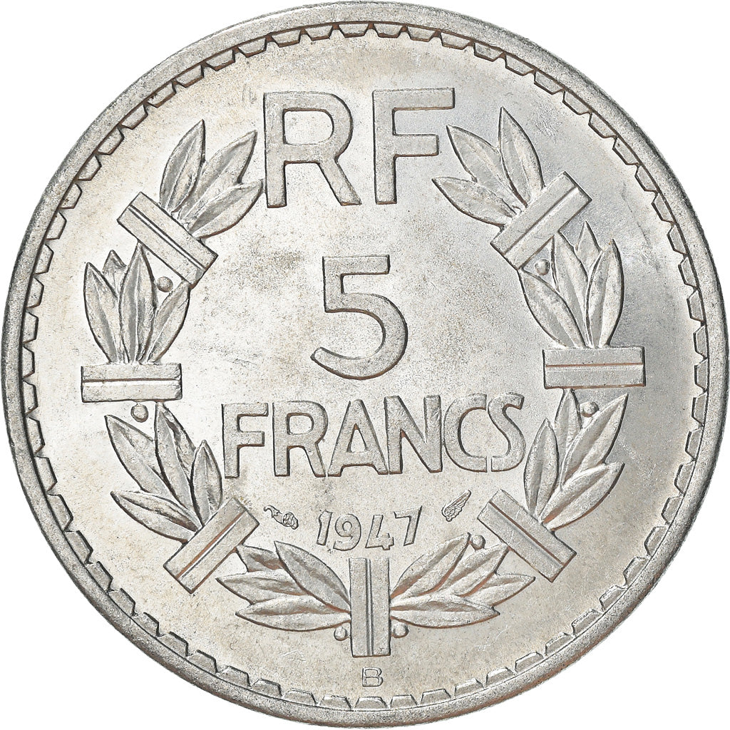 Moneta, Francia, Lavrillier, 5 Francs, 1947, Beaumont - Le Roger, BB, Alluminio