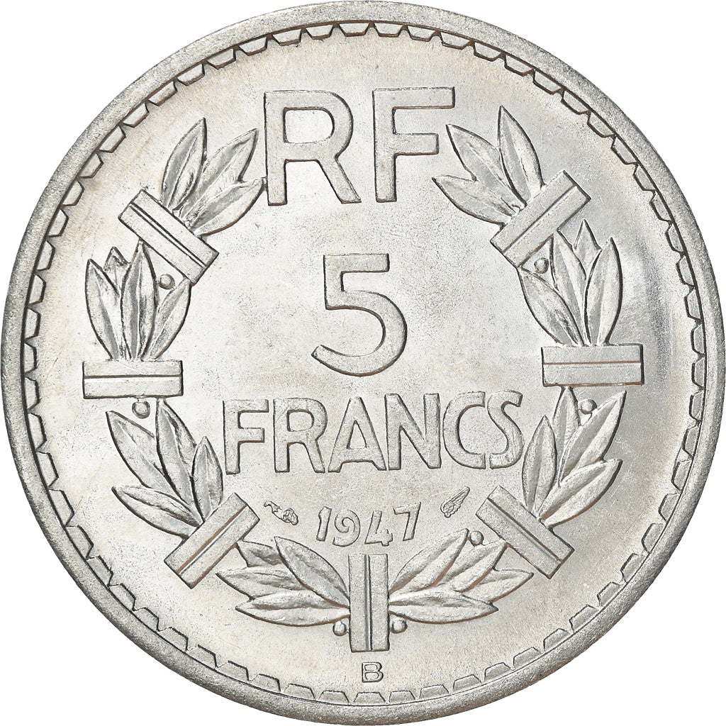 Moeda, França, Lavrillier, 5 Francs, 1947, Beaumont - Le Roger, AU(55-58)