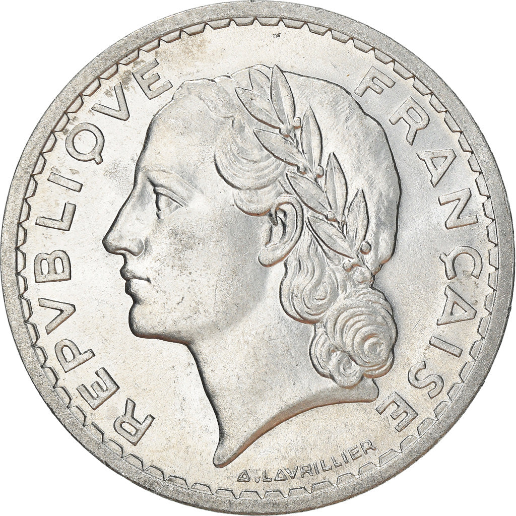 Munten, Frankrijk, Lavrillier, 5 Francs, 1947, Beaumont - Le Roger, PR+