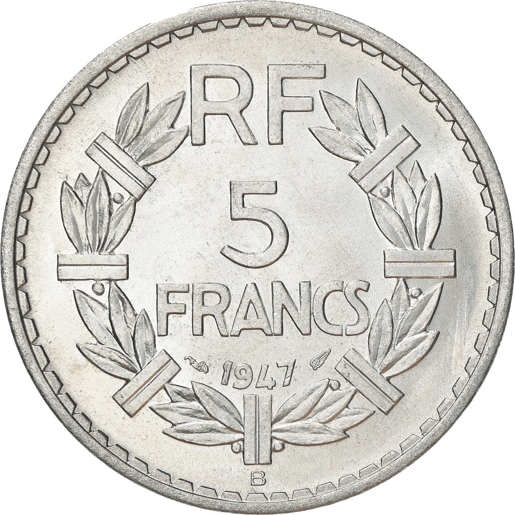 Munten, Frankrijk, Lavrillier, 5 Francs, 1947, Beaumont - Le Roger, PR+