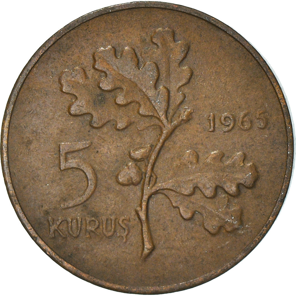 Coin, Turkey, 5 Kurus, 1965, EF(40-45), Bronze, KM:890.1