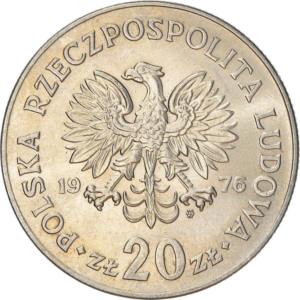 Coin, Poland, 20 Zlotych, 1976, Warsaw, MS(60-62), Copper-nickel, KM:69