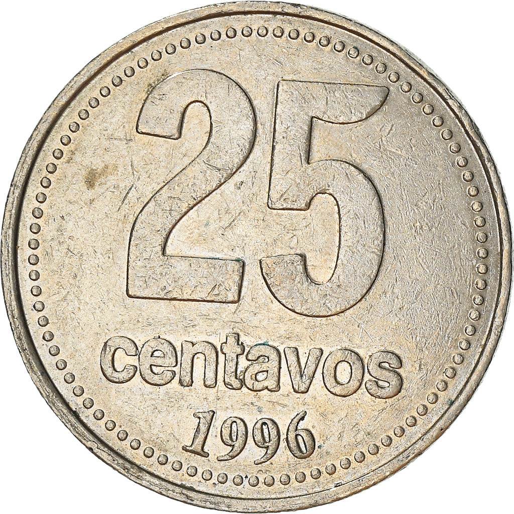 Moneta, Argentina, 25 Centavos, 1996, MB+, Rame-nichel, KM:110a