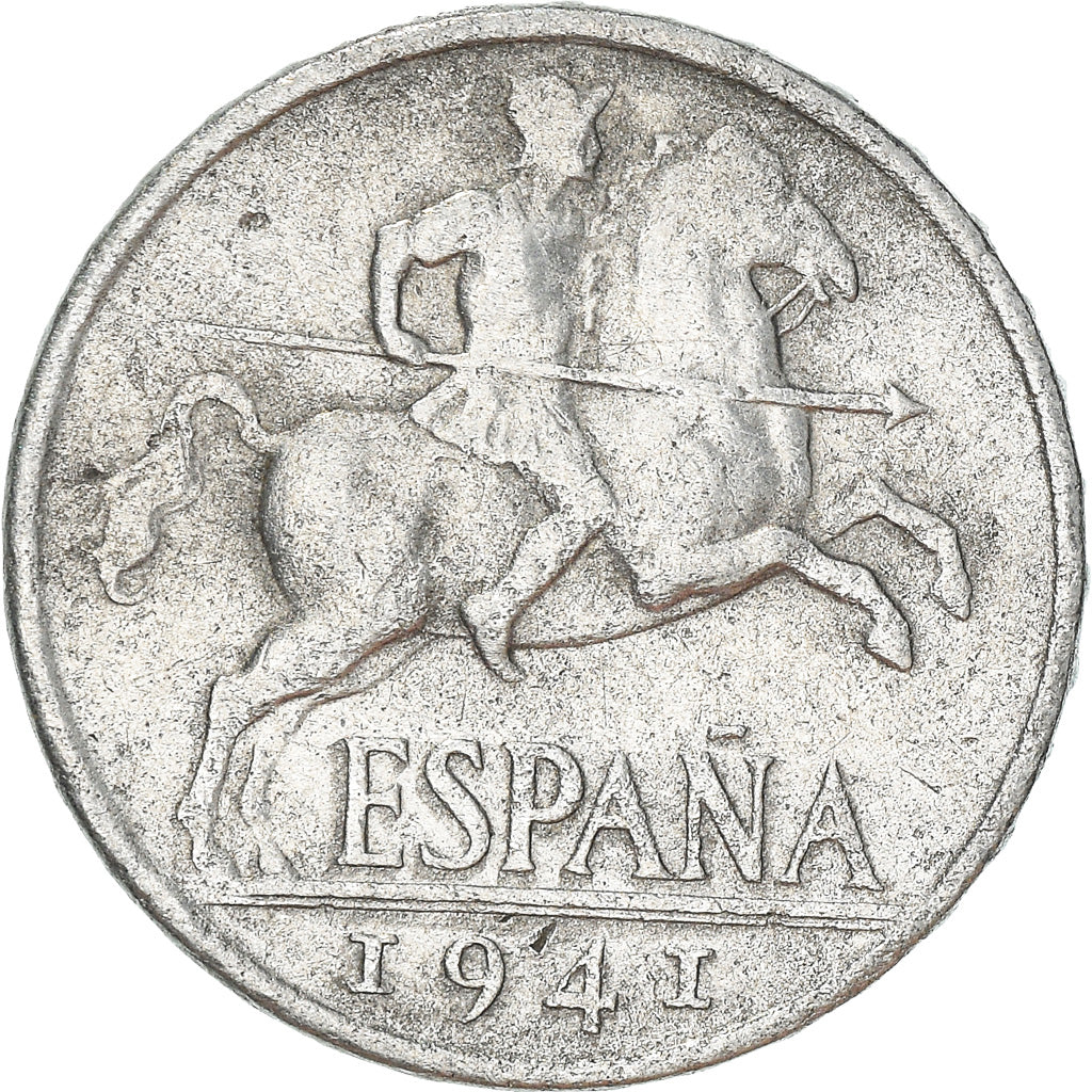 Coin, Spain, 10 Centimos, 1941, VF(30-35), Aluminum, KM:766