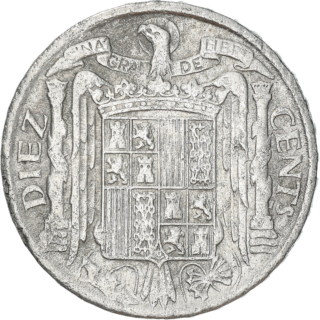 Coin, Spain, 10 Centimos, 1941, VF(30-35), Aluminum, KM:766