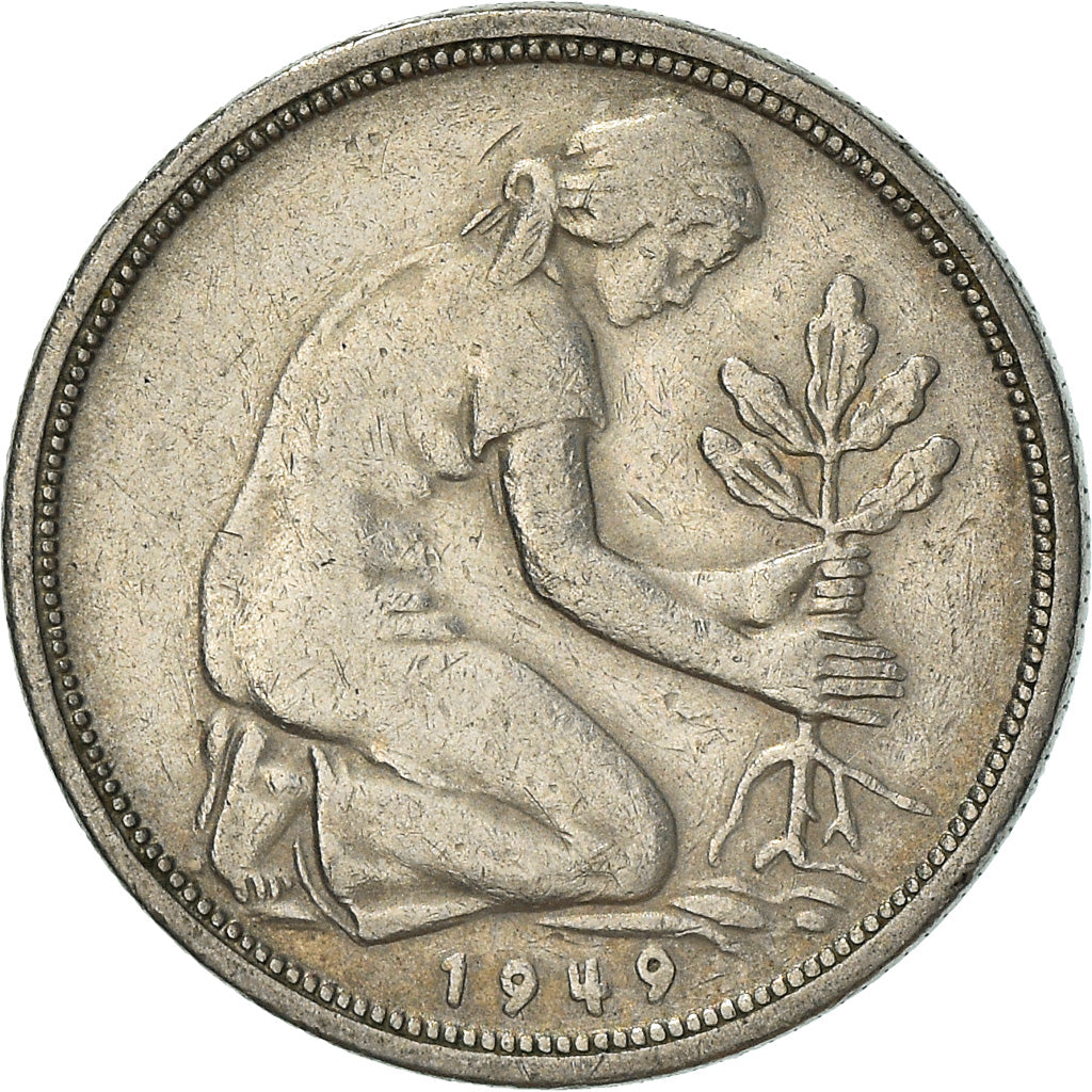 Coin, GERMANY - FEDERAL REPUBLIC, 50 Pfennig, 1949, Munich, AU(50-53)