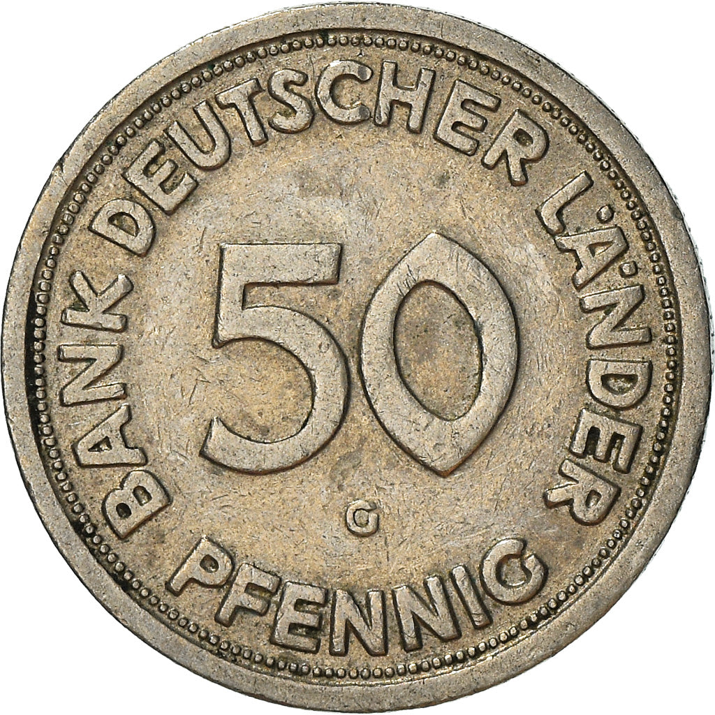 Coin, GERMANY - FEDERAL REPUBLIC, 50 Pfennig, 1949, Karlsruhe, AU(50-53)