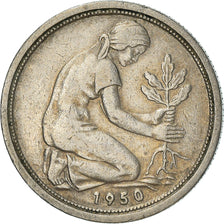 Coin, GERMANY - FEDERAL REPUBLIC, 50 Pfennig, 1950, Hamburg, VF(30-35)