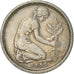 Coin, GERMANY - FEDERAL REPUBLIC, 50 Pfennig, 1950, Hamburg, VF(30-35)