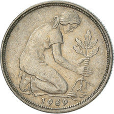 Coin, GERMANY - FEDERAL REPUBLIC, 50 Pfennig, 1969, Karlsruhe, VF(30-35)