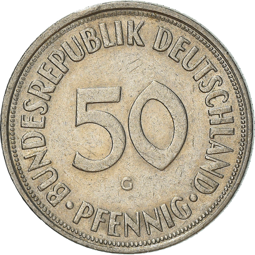 Coin, GERMANY - FEDERAL REPUBLIC, 50 Pfennig, 1969, Karlsruhe, VF(30-35)