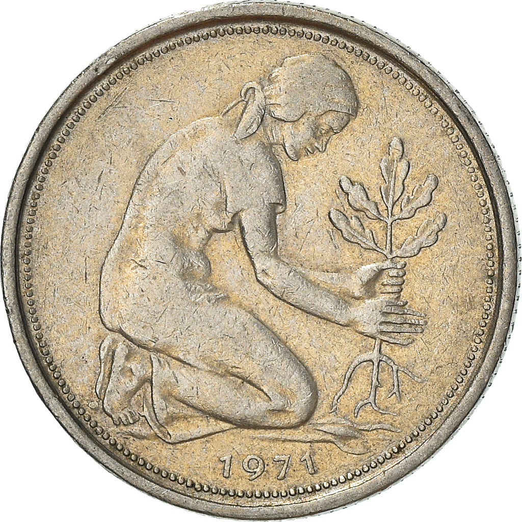 Coin, GERMANY - FEDERAL REPUBLIC, 50 Pfennig, 1971, Hambourg, VF(30-35)