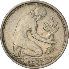 Munten, Federale Duitse Republiek, 50 Pfennig, 1975, Karlsruhe, FR+