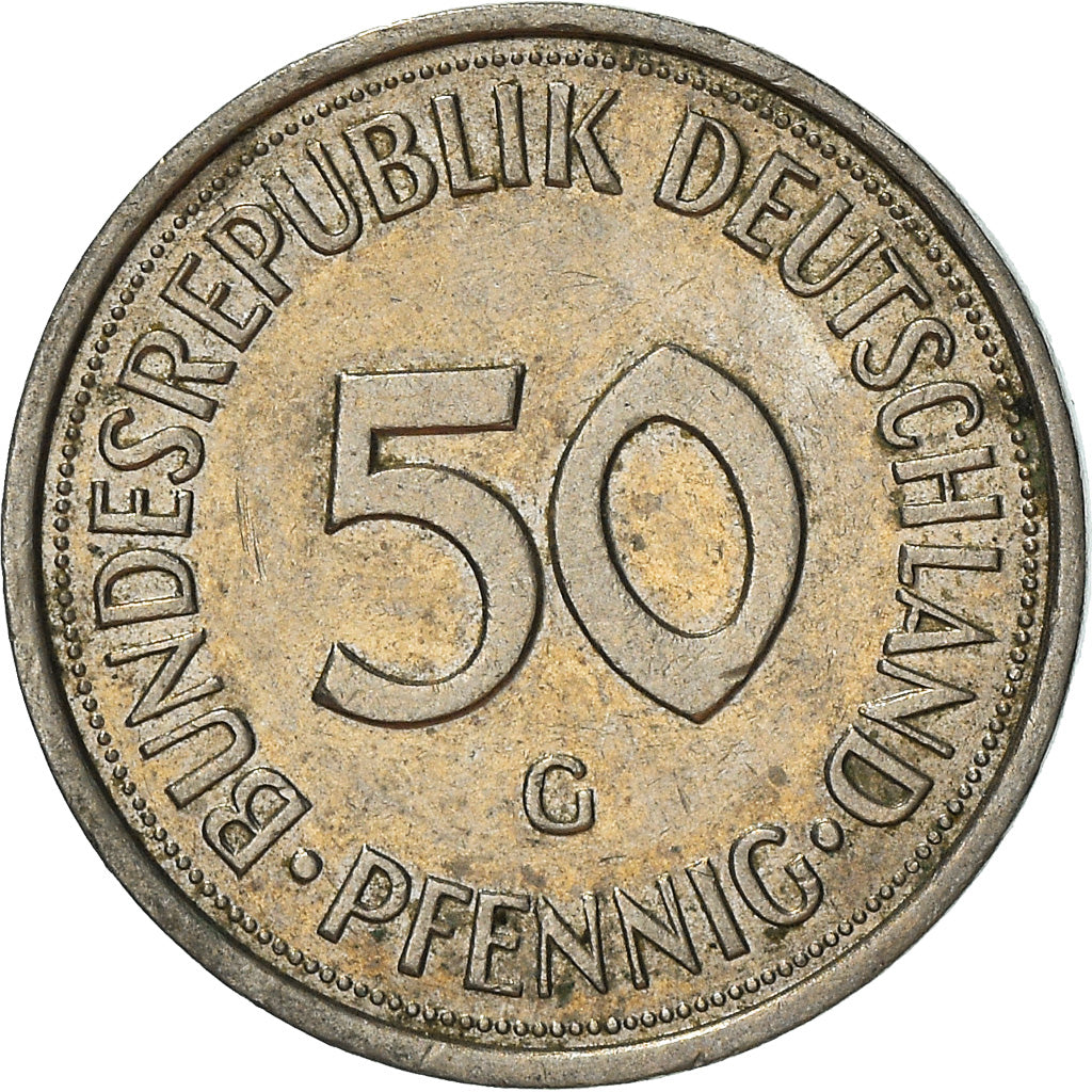 Munten, Federale Duitse Republiek, 50 Pfennig, 1975, Karlsruhe, FR+