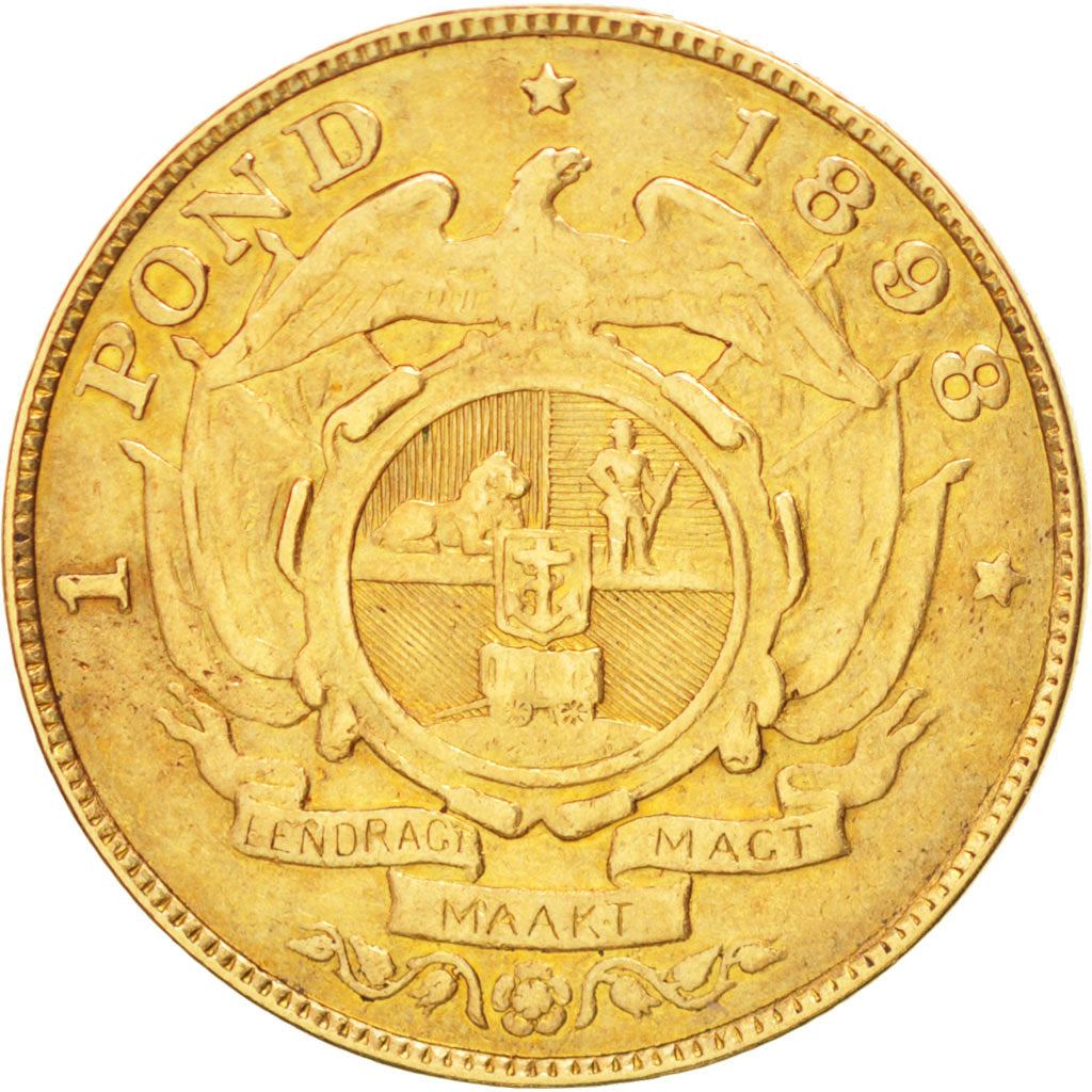 Sudafrica, Pond, Een, 1898, BB, Oro, KM:10.2
