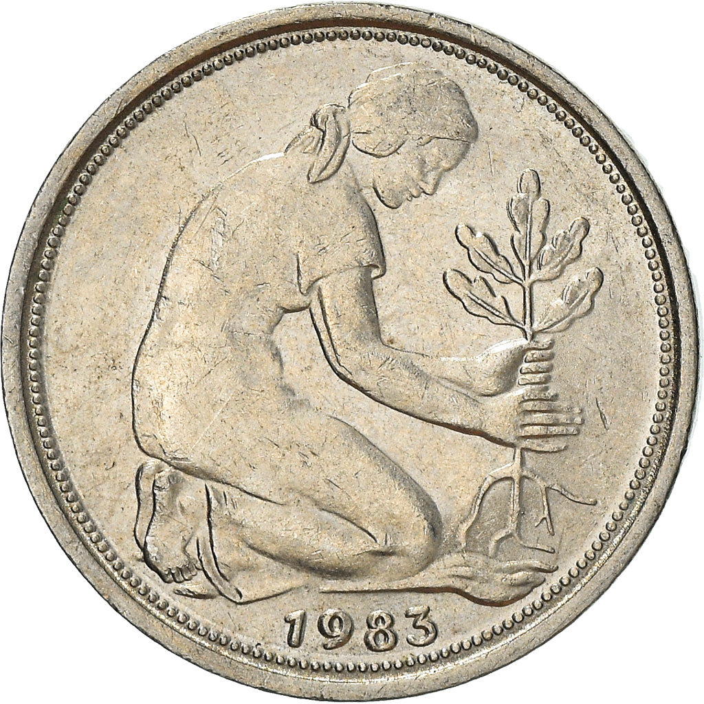 Coin, GERMANY - FEDERAL REPUBLIC, 50 Pfennig, 1983, Munich, AU(50-53)