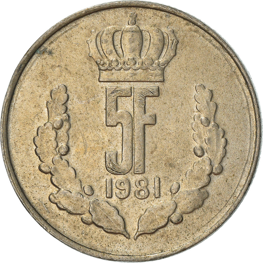 Coin, Luxembourg, Jean, 5 Francs, 1981, AU(50-53), Copper-nickel, KM:56