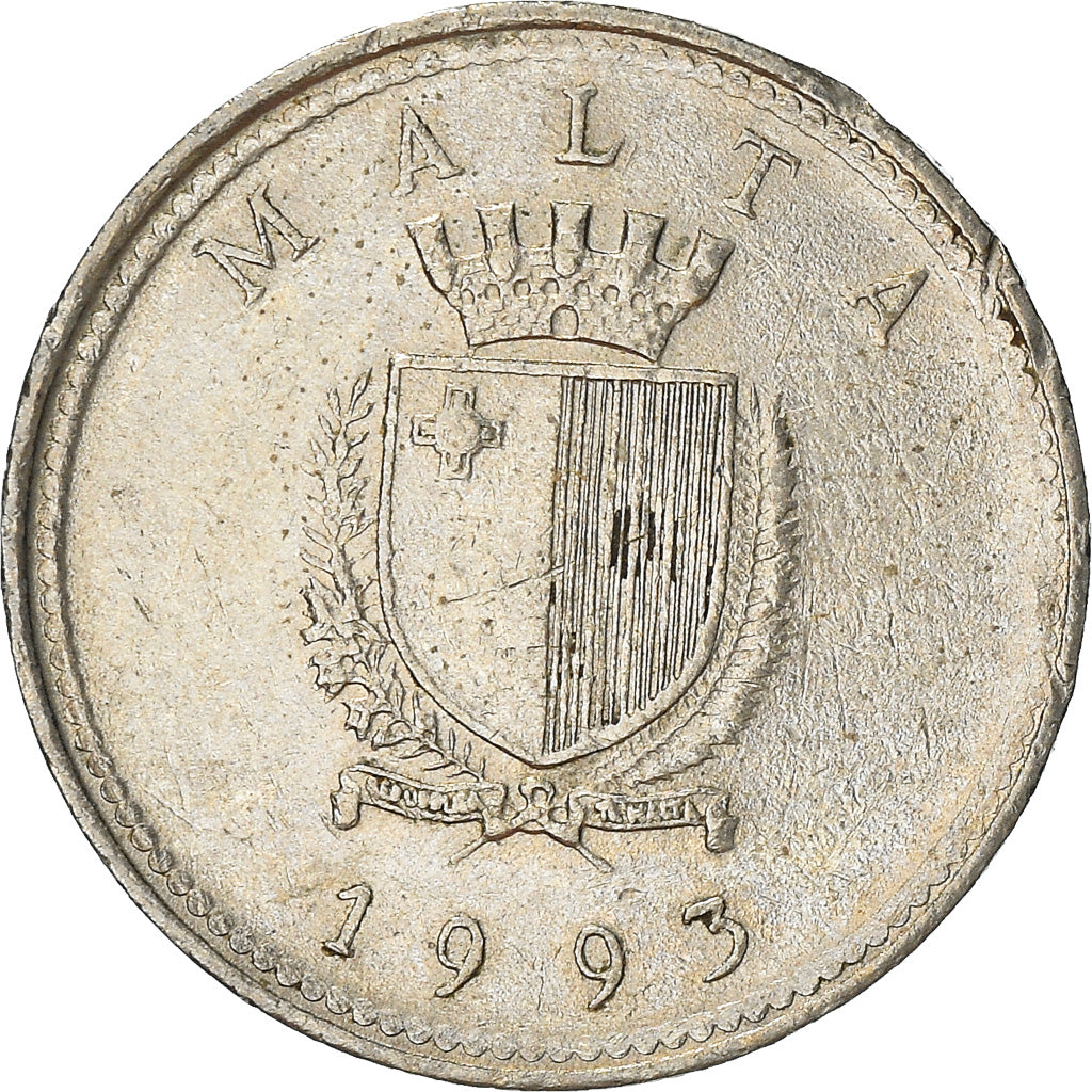 Coin, Malta, 2 Cents, 1993, British Royal Mint, VF(30-35), Copper-nickel, KM:94