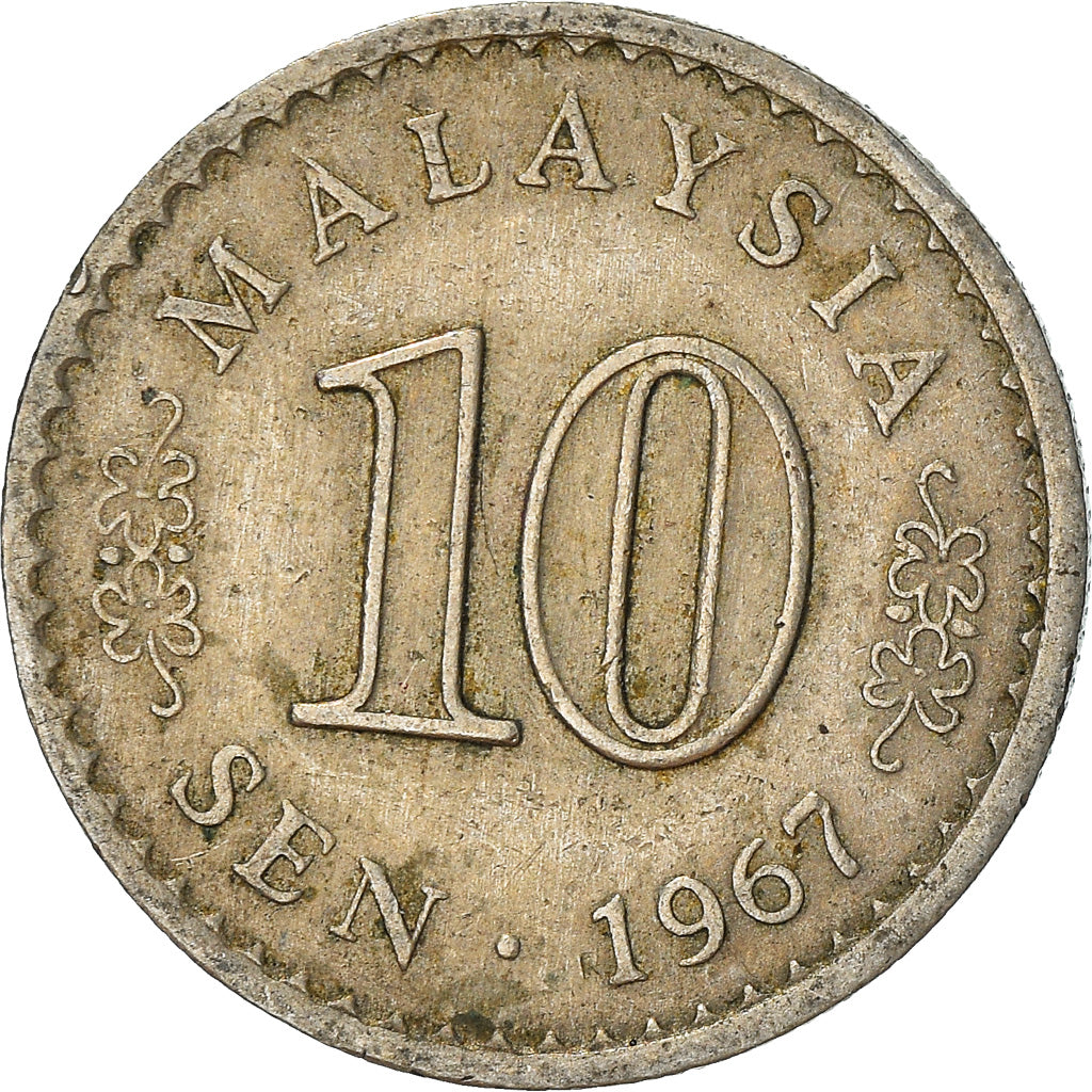 Coin, Malaysia, 10 Sen, 1967, Franklin Mint, VF(30-35), Copper-nickel, KM:3