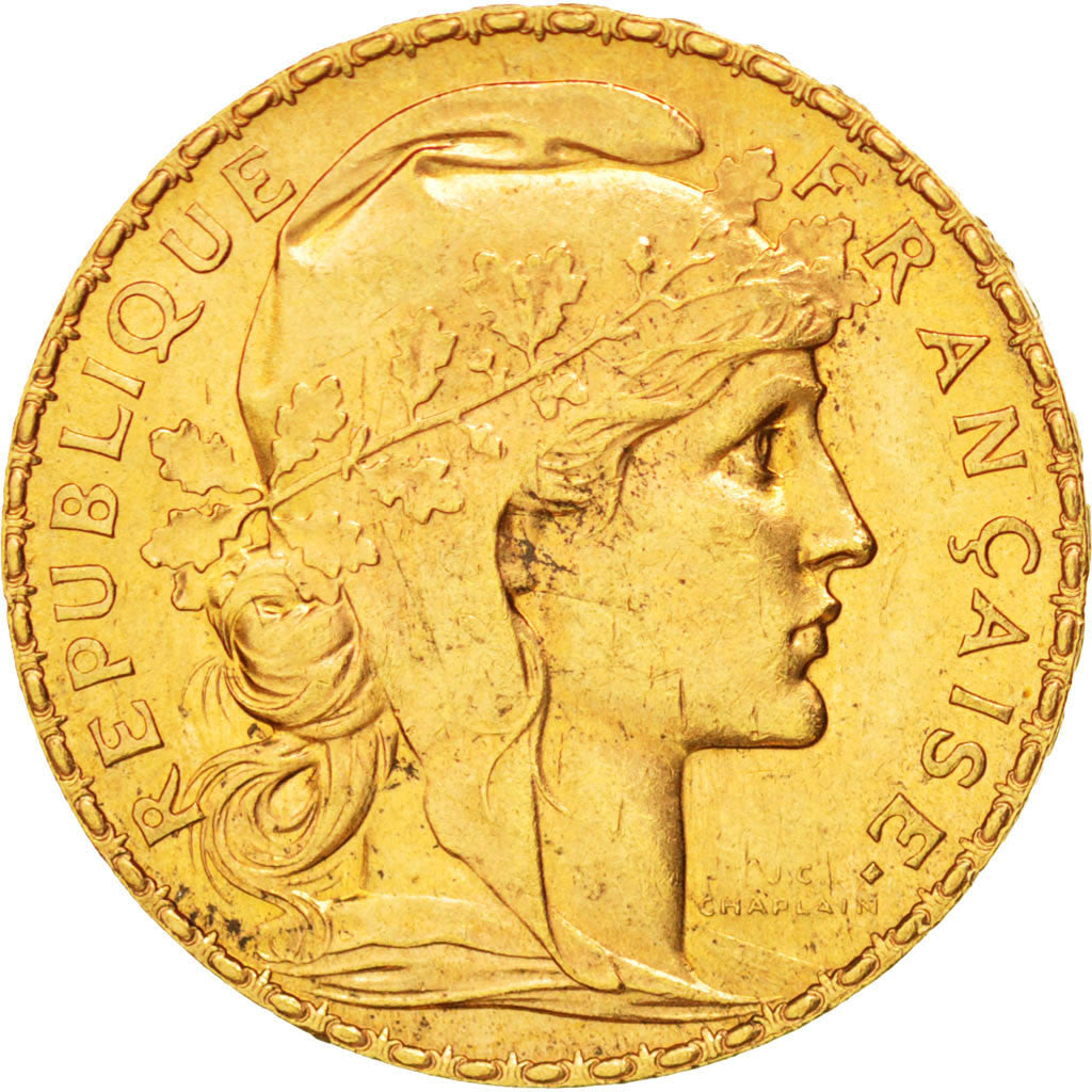 FRANCE, Marianne, 20 Francs, 1912, KM #857, AU(55-58), Gold, Gadoury #1064a,...