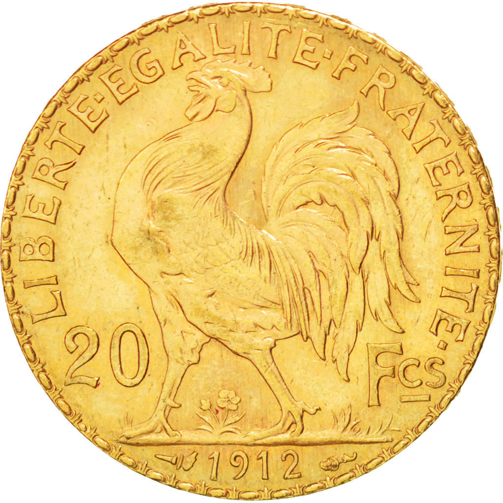 FRANCE, Marianne, 20 Francs, 1912, KM #857, AU(55-58), Gold, Gadoury #1064a,...