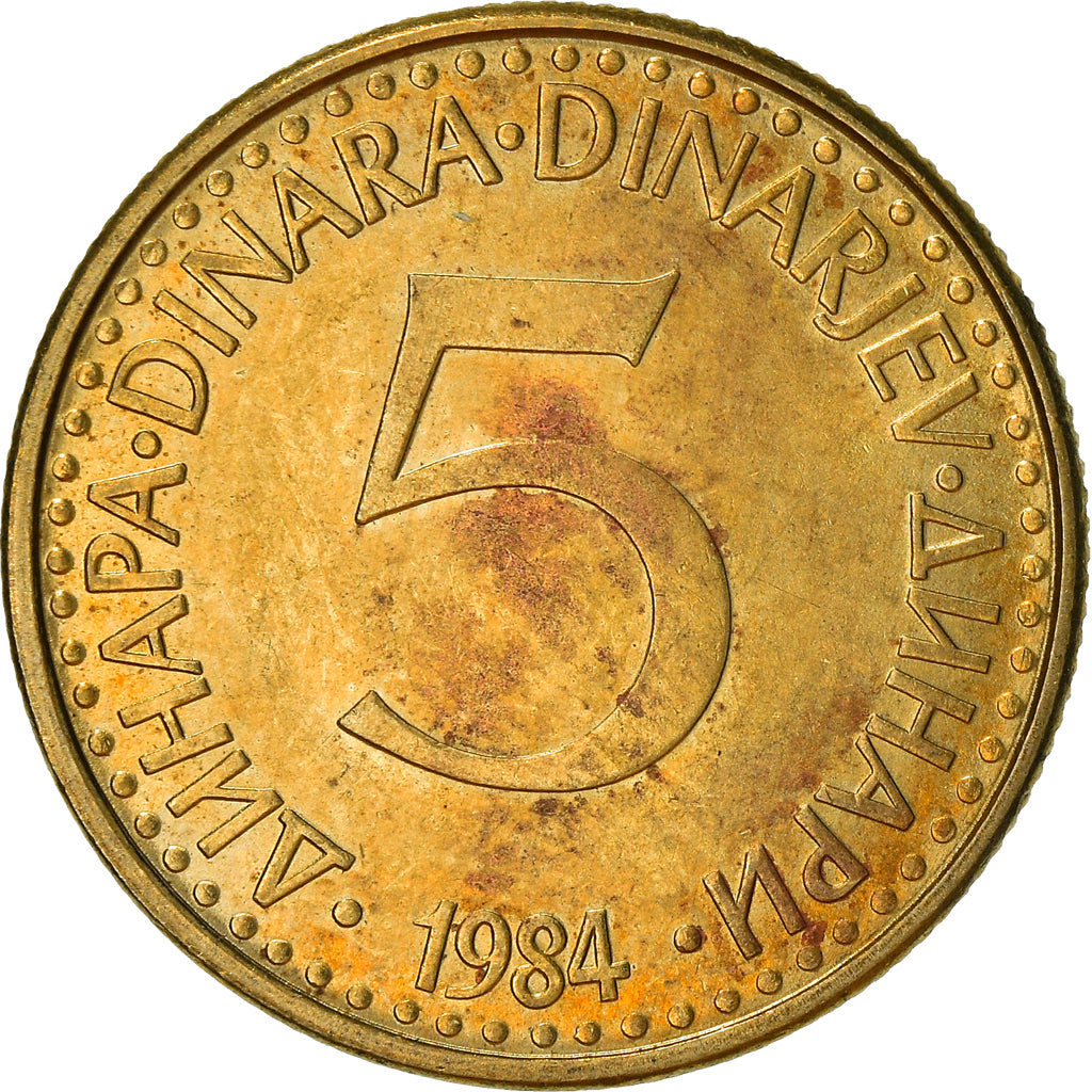 Monnaie, Yougoslavie, 5 Dinara, 1984, TTB+, Nickel-brass, KM:88