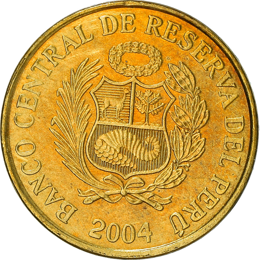 Moneda, Perú, Centimo, 2004, Lima, BC+, Latón, KM:303.4