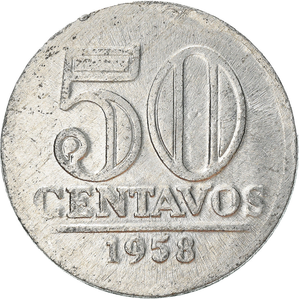 Münze, Brasilien, 50 Centavos, 1958, SS+, Aluminium, KM:569