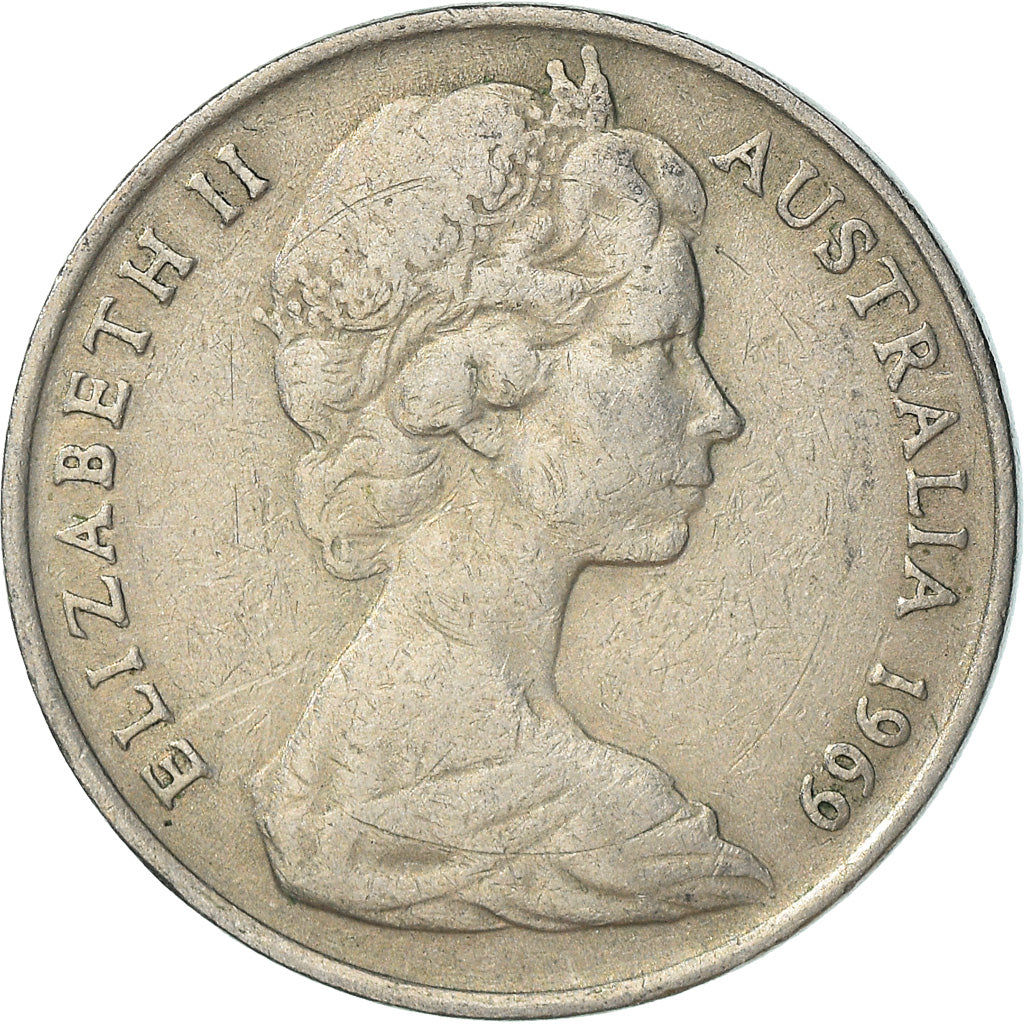 Münze, Australien, Elizabeth II, 10 Cents, 1969, S+, Copper-nickel, KM:65