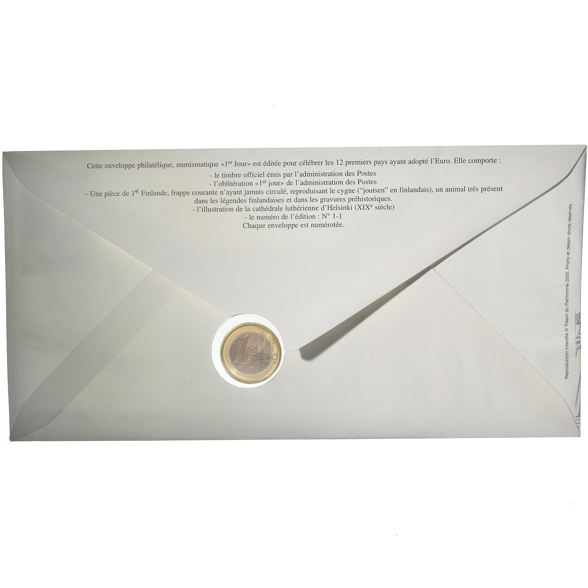 Monnaie, Finlande, 1 Euro, 2005, Enveloppe philatélique numismatique, SPL