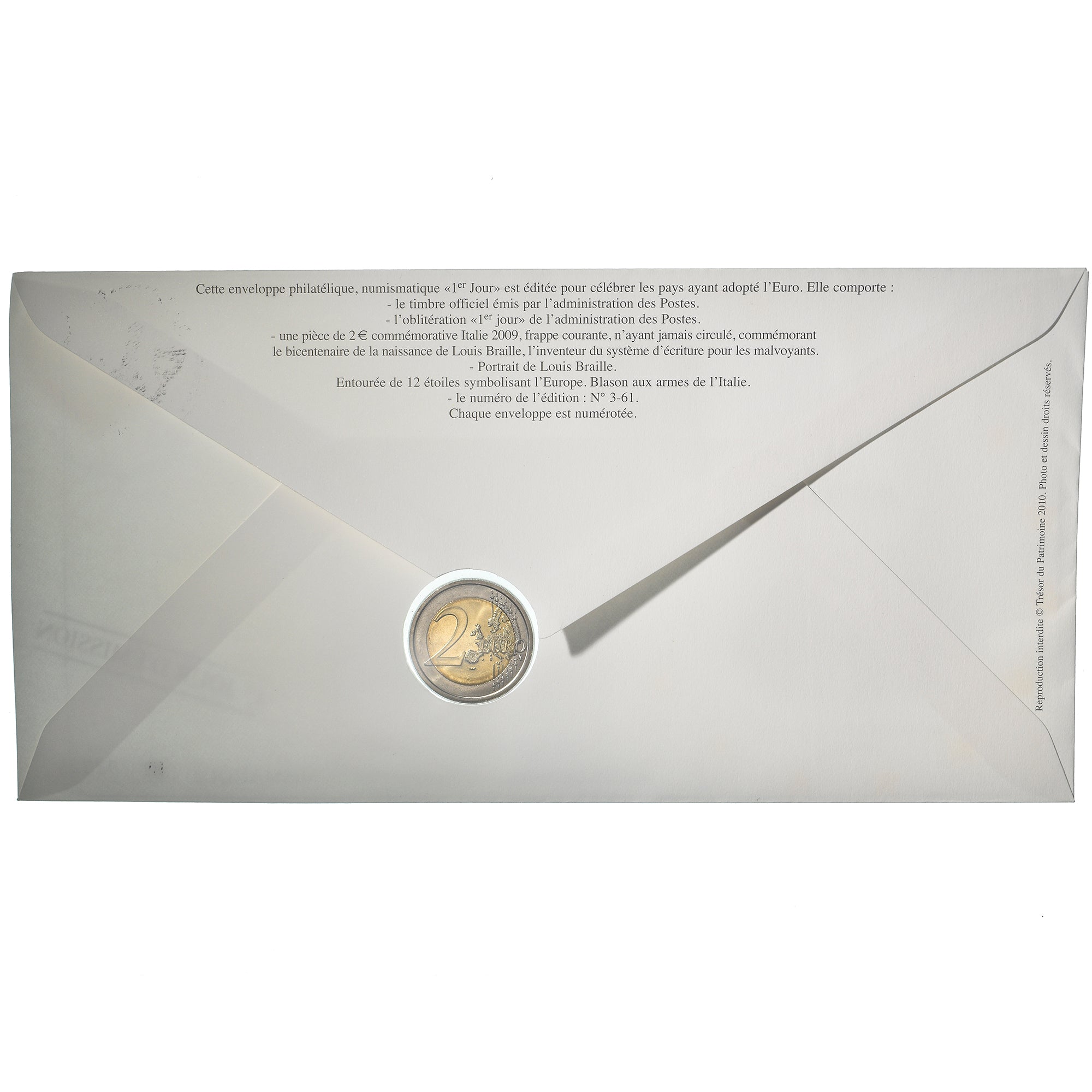 Italien, 2 Euro, 2009, Enveloppe philatélique numismatique, UNZ, Bi-Metallic