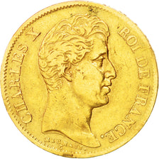Francia, Charles X, 40 Francs, 1830, Paris, MBC, Oro, KM:721.1, Gadoury:1105